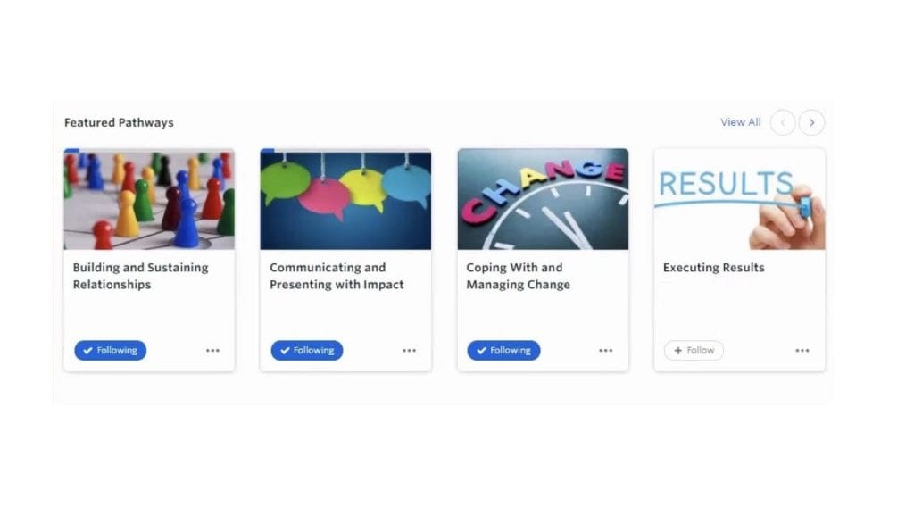 A screenshot of featured learning pathways in Aperian Globals GlobeSmart platform
