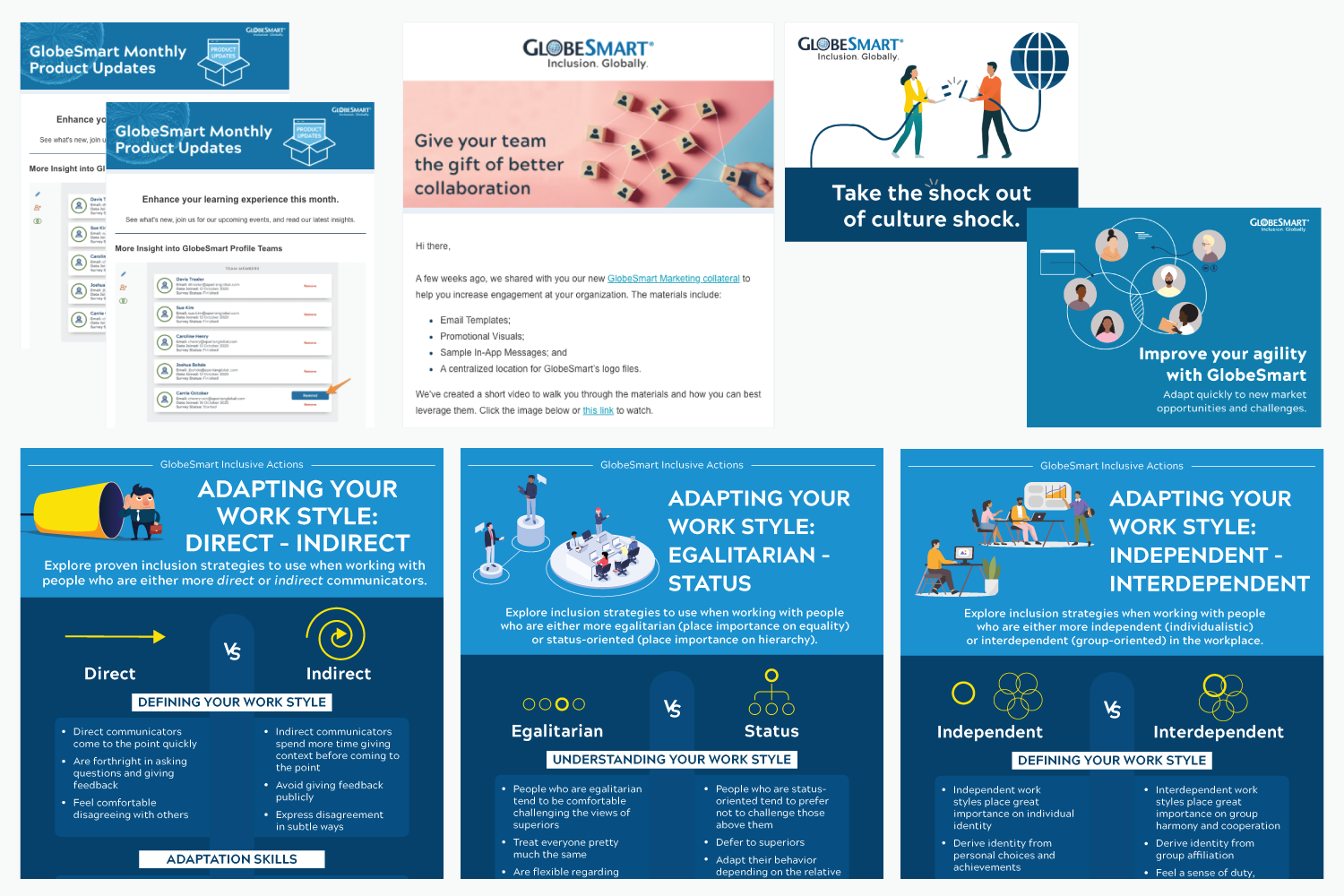 Examples of marketing collateral to help promote the GlobeSmart learning platform at your organization