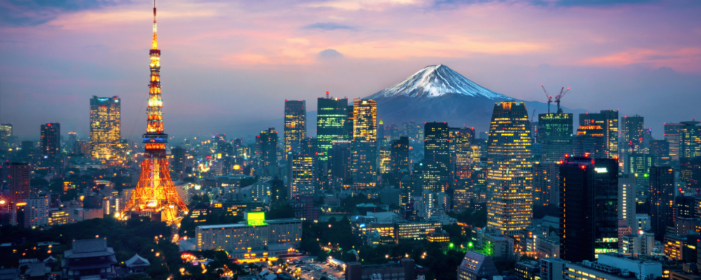 Image of city with mountain in background